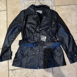 Giorgio Armani Italy Size Large A Collezioni Leather Jacket Black Womens NWT New